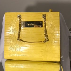 Bebe yellow large chain handle bag